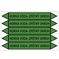 Značení potrubí, horká voda - zpětný okruh